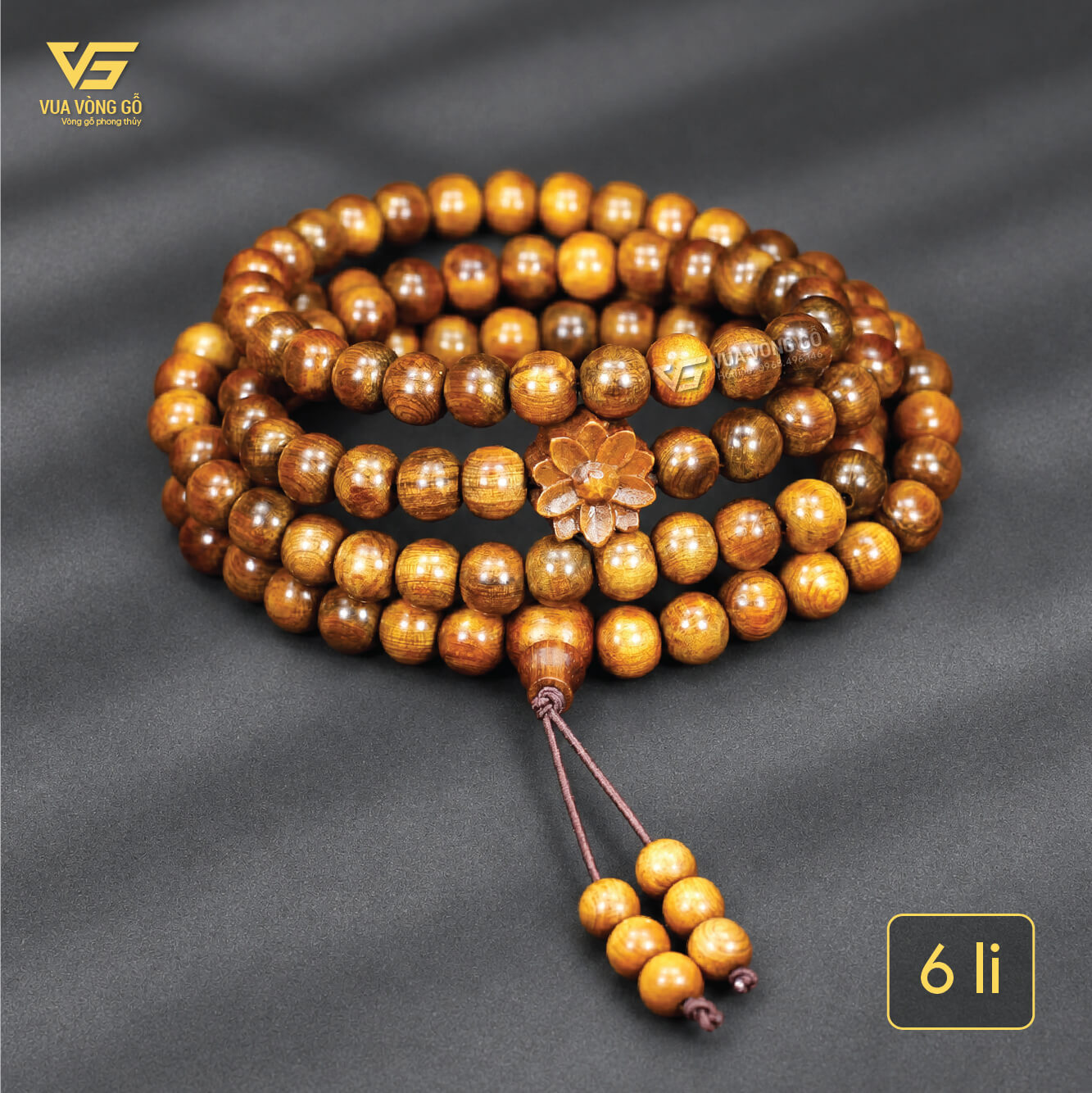 Vong-108-hat-go-bach-xanh-mix-hoa-sen-07 Vòng 108 hạt gỗ Bách Xanh mix Hoa Sen size 6mm, hạt nhỏ gọn, thơm ngọt, phù hợp nữ và nam cổ tay nhỏ.