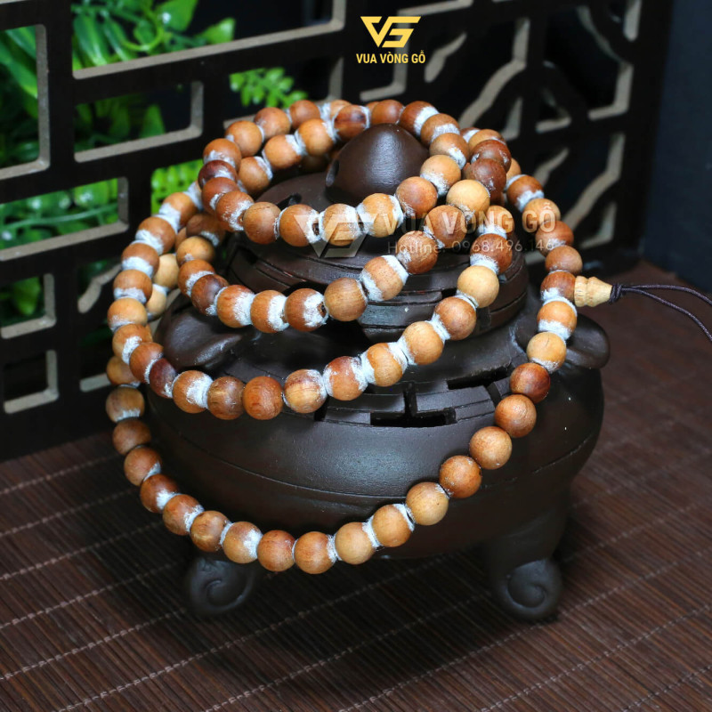 Vòng tràng 108 hạt phong thủy, chất gỗ thơm, không phủ bóng, phù hợp nam nữ dùng niệm Phật