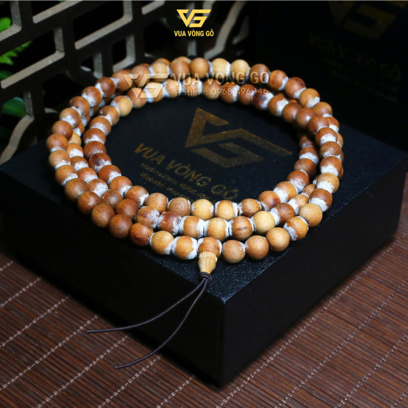 Chuỗi vòng 108 hạt phong thủy gỗ mộc, kích thước đều, phù hợp hành trì, tụng kinh, đếm niệm