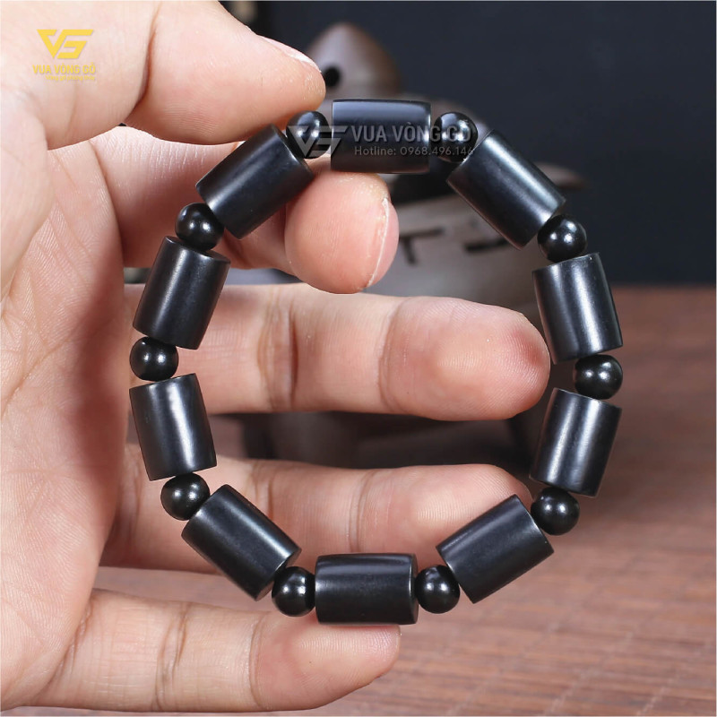 Vòng tay gỗ mun sừng đốt trúc hạt đều đẹp