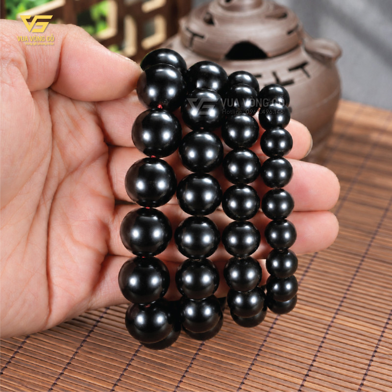 Vòng gỗ Mun Sừng Khánh Hòa hạt tròn size 8/10/12/14/16mm, phù hợp đeo tay nam và nữ.
