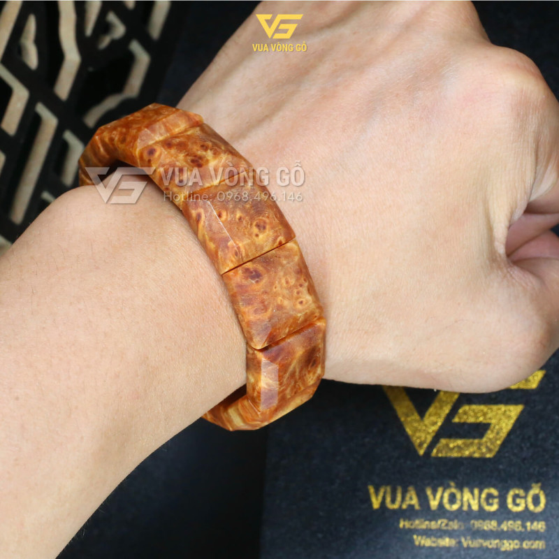 Vòng gỗ Huyết Long Bản lách Nu đỏ tự nhiên, bản vuông truyền thống, chất gỗ già