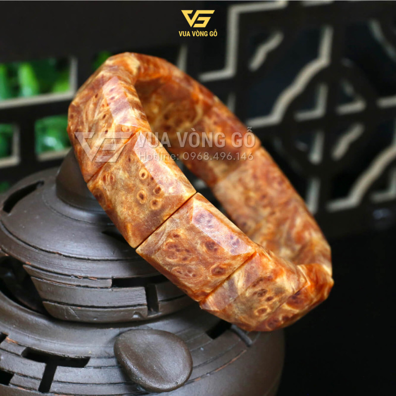 Vòng gỗ Huyết Long Bản lách Nu đỏ vàng, chìm nước, bản lách vuông đều đẹp