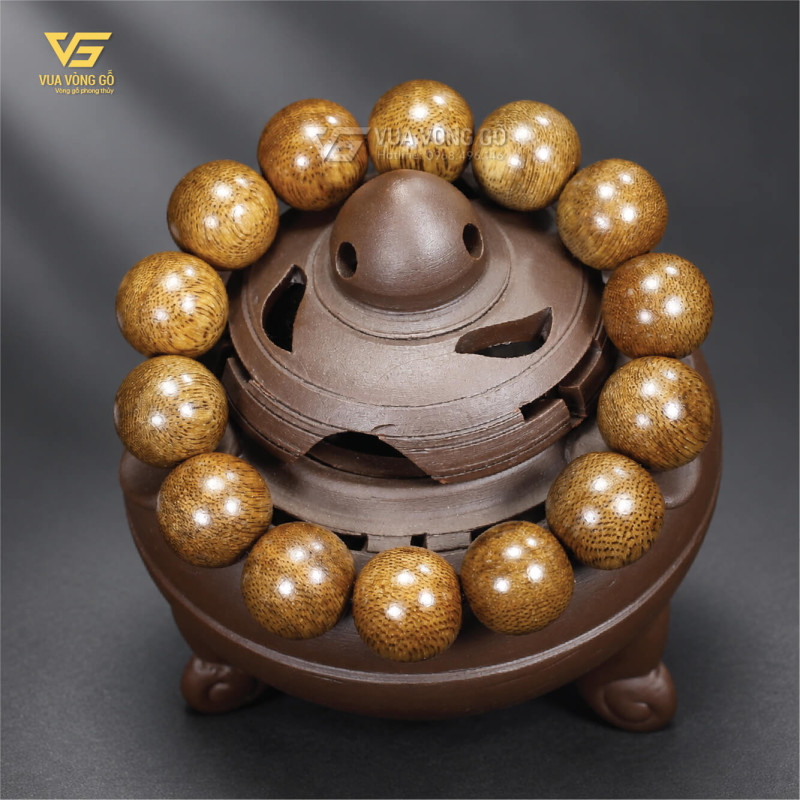 Vòng gỗ Trầm Hương hạt tròn tự nhiên, thiết kế truyền thống, thích hợp làm quà tặng cho nam nữ